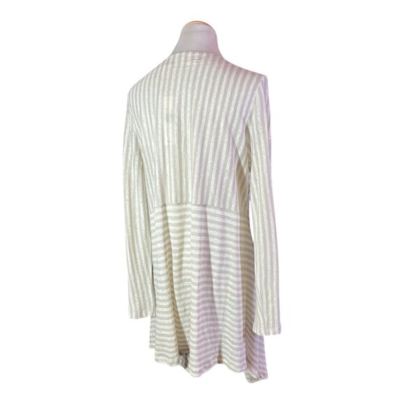 Soft Surroundings Size M Cascadia Cardi Sweater Beige White Striped *Flaw - Picture 6 of 11